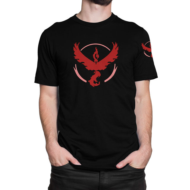 Officielles Pokémon Go Team Wagemut (Rot) T-Shirt (Lavados) - www.pokegehilfe.de